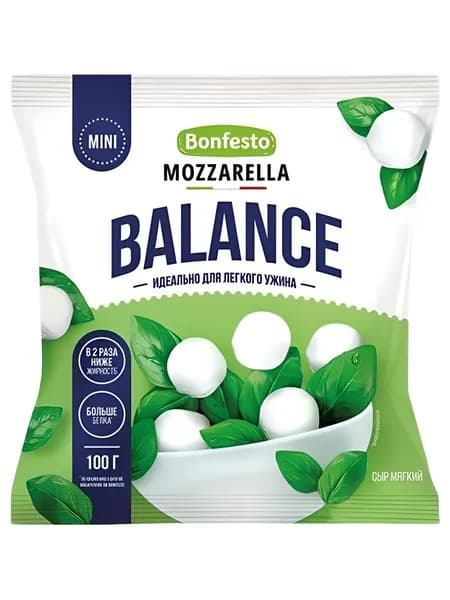 Bonfesto Сыр Mini Balance Моцарелла 30%, 100г