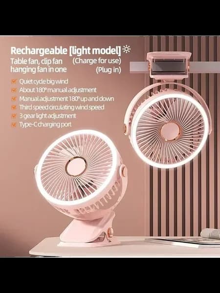 Портативный LED вентилятор Розовый, A Pink