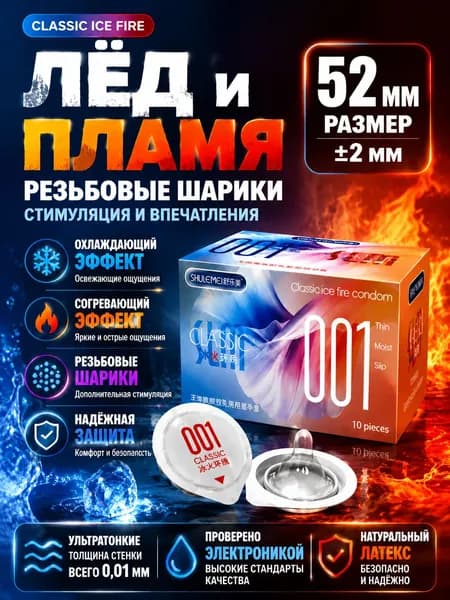 10 ультратонких частиц гиалуроновой кислоты, нанизанных на презервативы из натурального латекса специальной формы (длина 160 мм, ширина 49 мм, может быть увеличена на 51 мм).