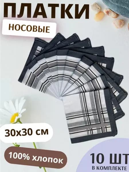 Носовой платок хлопковый 10 шт размером 30х30 см