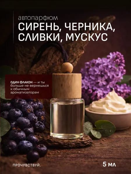 Ароматизатор автомобильный, СИРЕНЬ, ЧЕРНИКА, СЛИВКИ, МУСКУС, 5 мл