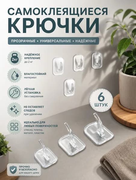 Прозрачные самоклеящиеся крючки для стены без сверления, угловые крючки для хранения мелочей, не портят покрытие стен