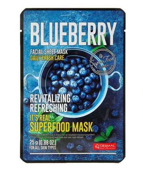 Dermal Superfood Маска тканевая для лица c голубикой, 25 г