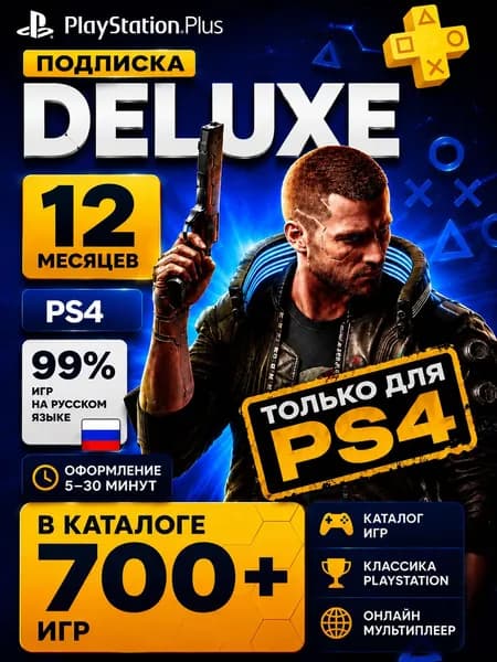 Подписка PS Plus Deluxe на 12 месяцев (год) для PlayStation 4