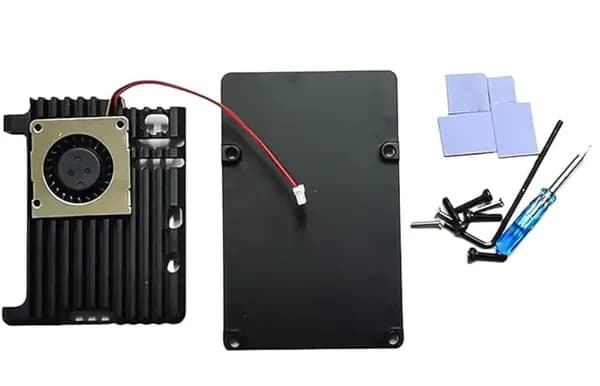 Металлический корпус для Raspberry Pi 5, радиатор с 40 мм вентилятором PWM, алюминиевый охлаждающий корпус для рассеивания тепла с 1 кулером