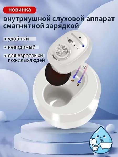 Слуховой аппарат внутриушной Britzgo, Цифровой усилитель слуха на аккумуляторе с зарядным устройством для пожилых и взрослых, невидимый мини-слуховой аппарат