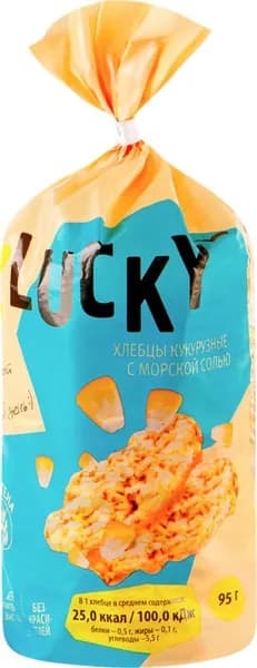Хлебцы кукурузные Z LUCKY хрустящие, с морской солью, 95г