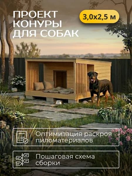 Проект каркасной конуры для собак 3*2,5 м
