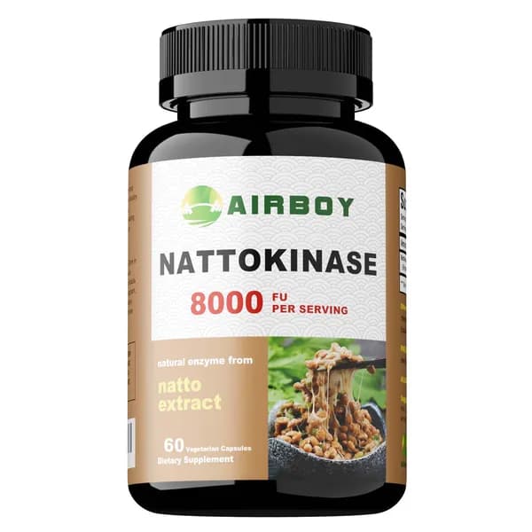 Airboy Nattokinase 8000 - это пищевая добавка, содержащая натуральный фермент, полученный из экстракта натто. Она широко используется для растворения тромбов и регулирования артериального давления.