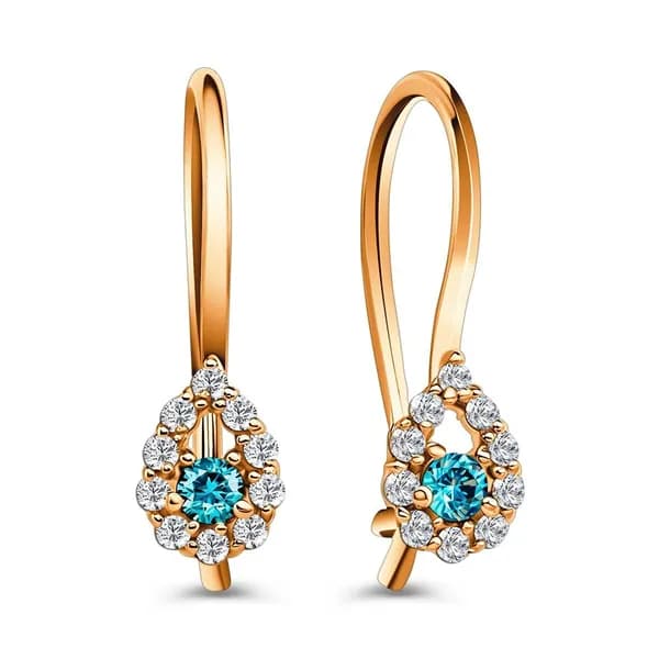 Серьги детские с фианитами из красного золота 585 пробы 585GOLD