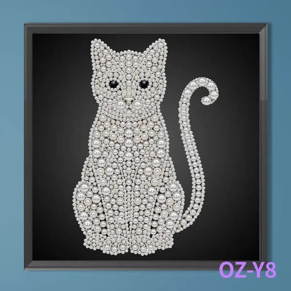 DIY-картина из жемчужных бусин с котёнком, 25 25 см, без рамки