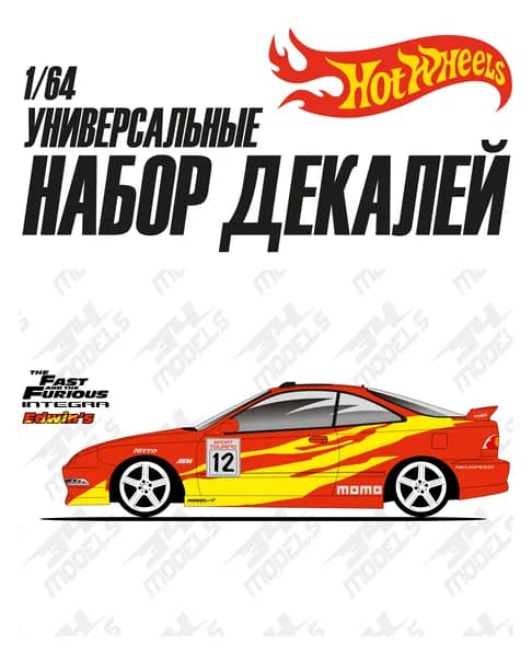 Набор универсальных декалей для Hot Wheels ФОРСАЖ