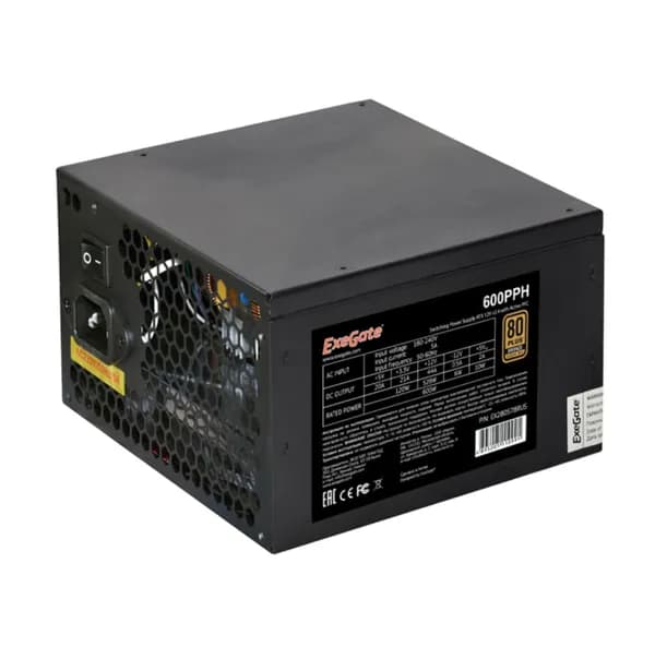 Блок питания ExeGate 600W 80 PLUS Bronze 600PPH-S EX280578RUS-S