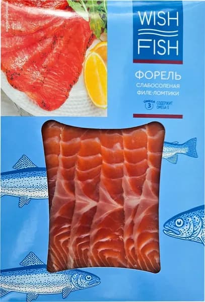 Форель слабосоленая WISH FISH филе-ломтики, 100г 2 шт.