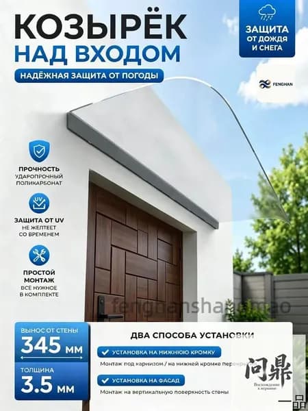 Солнцезащитный козырек, прозрачный Установленный на плоскости,40*120cm