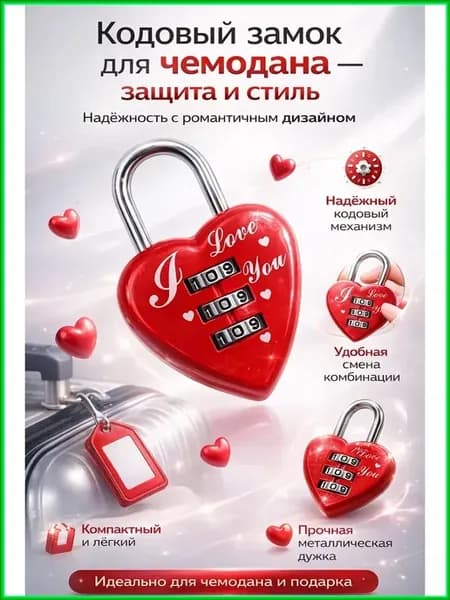 Кодовый замок в форме сердца для чемодана