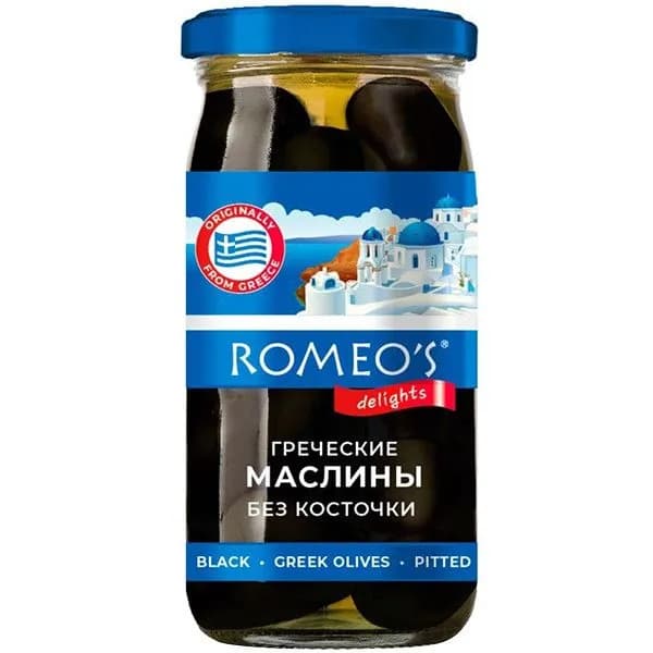 Маслины греческие Romeo's Delights Гигант без косточки, 340 мл