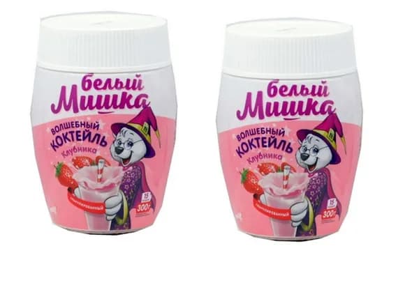 Белый мишка Смесь для коктелей ,Клубника, 300г, 2 шт