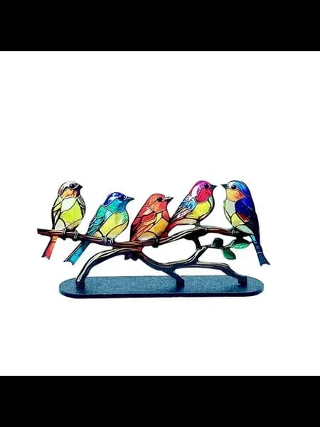 Птицы на ветке, витраж, цвет 5bird