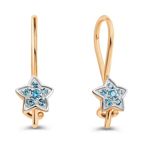 Серьги детские с фианитами из красного золота 375 пробы 585GOLD