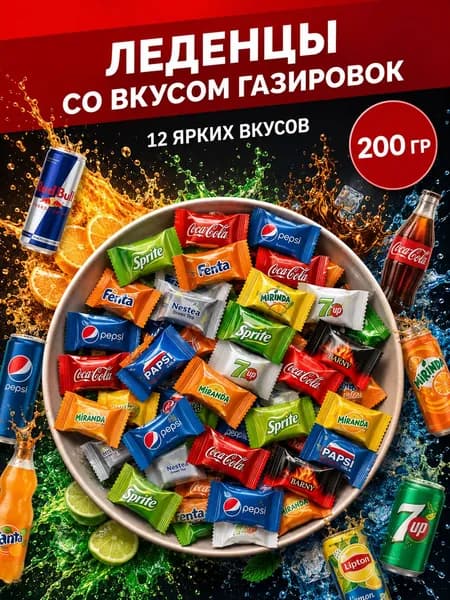 Конфеты "Газировка" ассорти без сахара