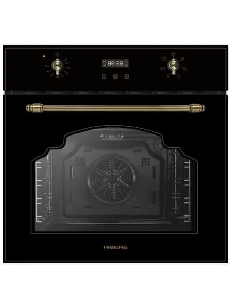 Духовой шкаф электрический встраиваемый Hiberg VM 6260 RB, объем 70 л, мощность 2200 Вт, 6 режимов, гриль, конвекция и таймер, черный