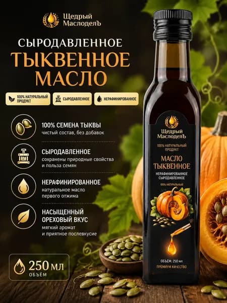 Масло тыквенное нерафинированное сыродавленное 250 мл