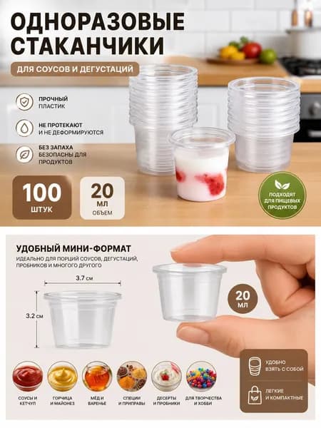 Стаканчики одноразовые прозрачные для напитков, рассады, суккулентов, фиалок. Упаковка 100 шт.