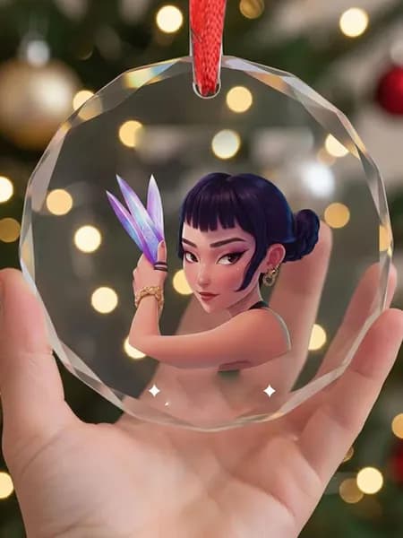 Стеклянная ёлочная игрушка KPOP Demon Hunters Мира Руми Зои