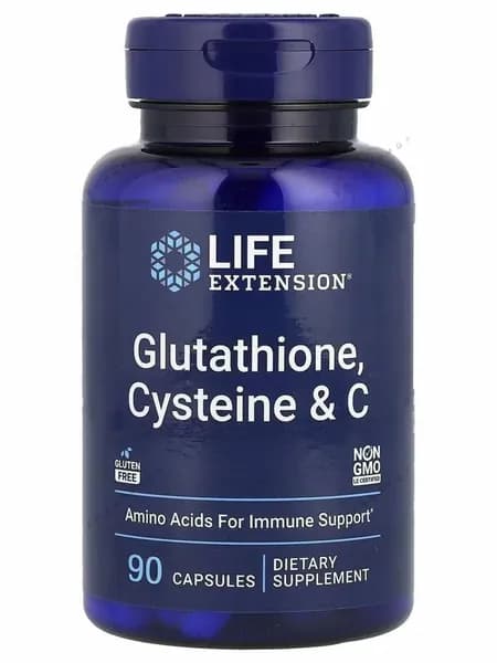 Глутатион, цистеин (для печени) Life Extension Glutathione, Cysteine & C, 90капсул
