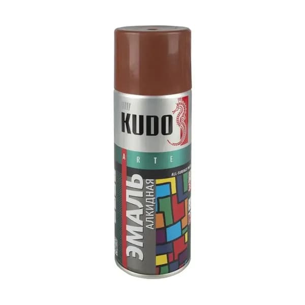 KUDO Краска Гладкая, до 25°, Алкидная, Глянцевое покрытие, 520 л, 0.35 кг, коричневый