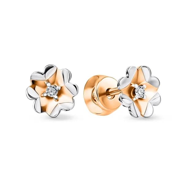 Серьги женские с фианитами из красного золота 375 пробы 585GOLD