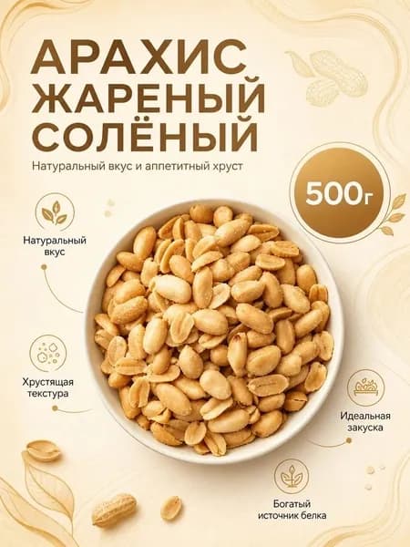 Арахис жареный солёный 500г