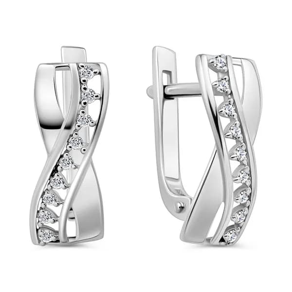 Серьги женские с фианитами серебро 925 пробы 585GOLD