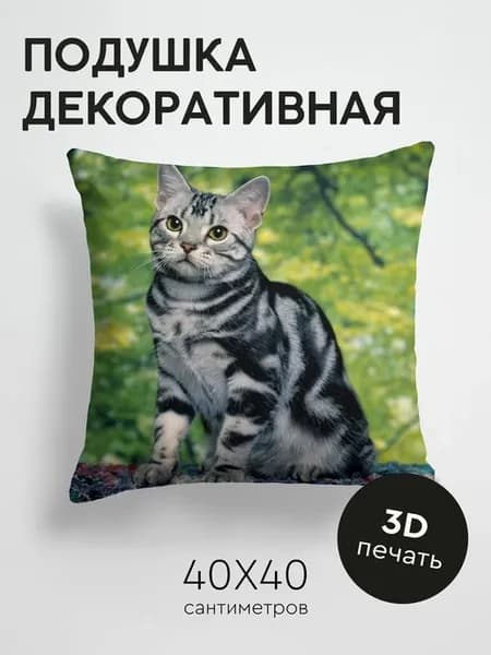 Подушка декоративная, 40x40см Животные котенок