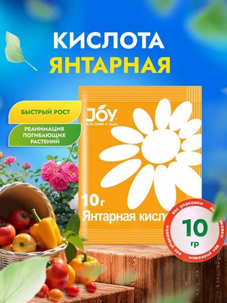 JOY Янтарная кислота для обработки и роста растений порошок, 10г