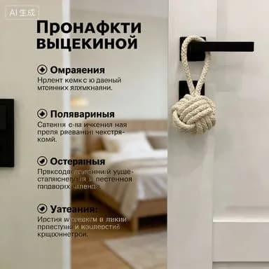 Дверной ограничитель из джутовой ручки, декоративный, 1 шт.