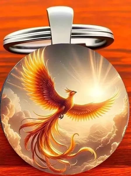 Брелок с Фениксом и солнцем, амулет-талисман на удачу, тепло и защиту