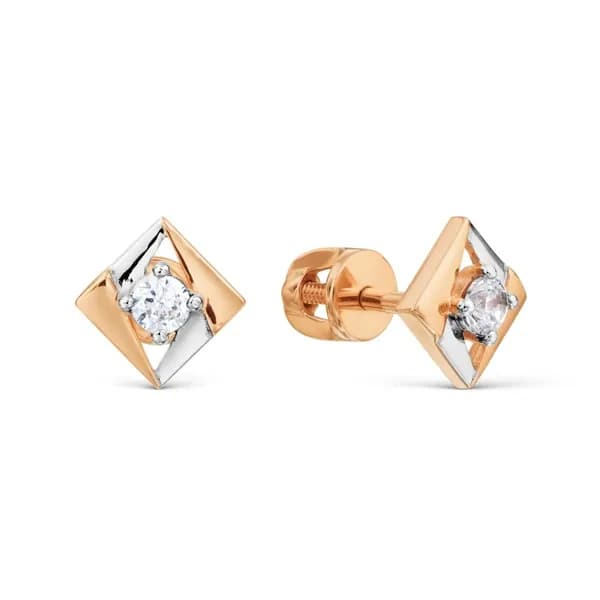 Серьги женские золотые 585 пробы с фианитами, KARATOV