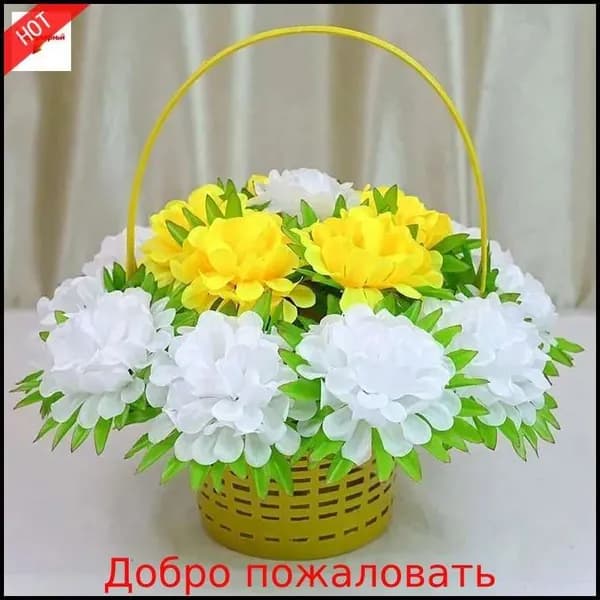 новая модельЭксклюзивный венок Хризантема 35 на 33 см для кладбища от Мастера Венков