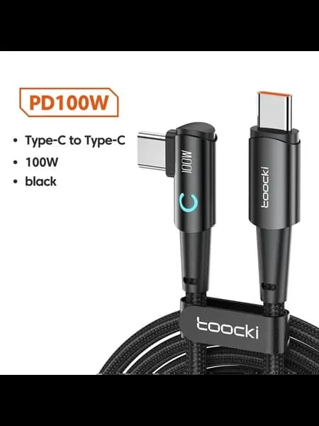 Кабель USB C - USB C 2м, 100W, черный