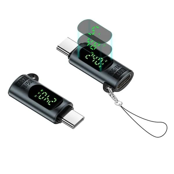 Адаптер USB4 80Gbps с цифровым дисплеем, USB 4.0 V2.0 / кабель Type-C Type-C OTG, PD 240W (48V-5A), поддержка 8K 60Гц, серый