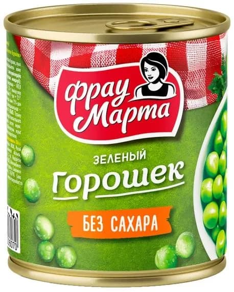 Горошек Фрау Марта зеленый без сахара 310г