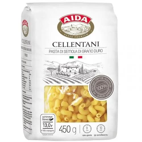 Aida Макаронные изделия Cellentani Рожок витой, 450 г