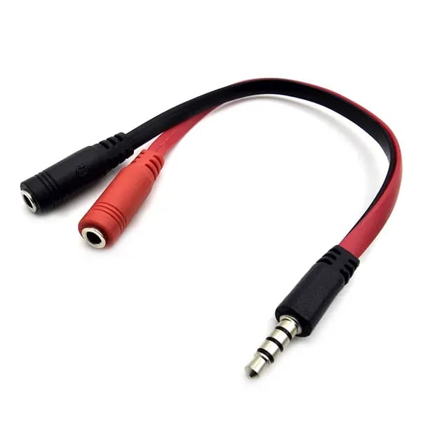 Переходник разветвитель Jack 3.5 штекер 4pin - 2 x Jack 3.5 гнезда 3pin, для микрофона и наушников