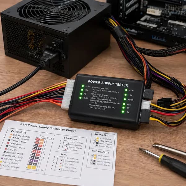 Тестер блока питания для ПК с разъёмами ATX, SATA, Molex и PCI-E