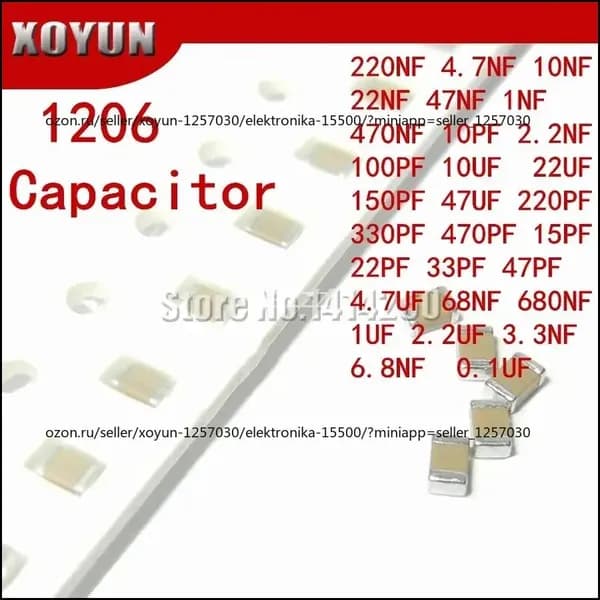 Премиум керамический конденсатор 68NF 250V, упаковка 100шт SMD 1206 X7R.