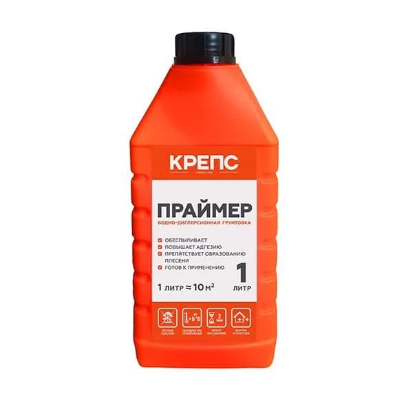 Праймер грунтовочный состав КРЕПС 1 л, готовая полимерная дисперсия для подготовки основания для нанесения растворных смесей