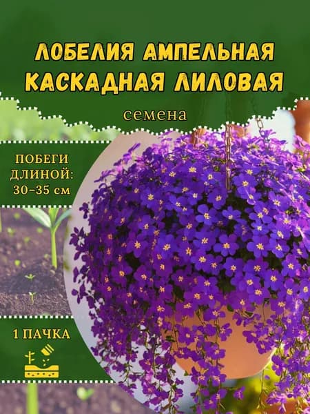 Лобелия ампельная "Каскадная Лиловая" семена, 1 пачка