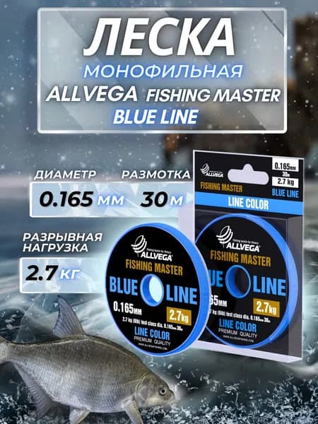 Леска для зимней рыбалки Fishing Master 0.165мм 30м 2.7кг голубая